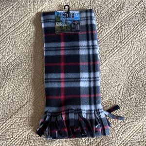 Plaid Fleece Scarf with Fringe